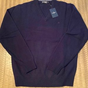 Hackett London, Lambswool V-Neck Sweater. Men’s Sz Medium, Color Navy